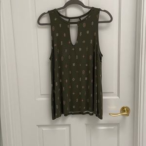 Green Tribal Print Top